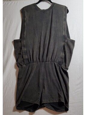 FP Movement Free People Muscle Tee Romper Sleeveless Cutout Back Women's M Black